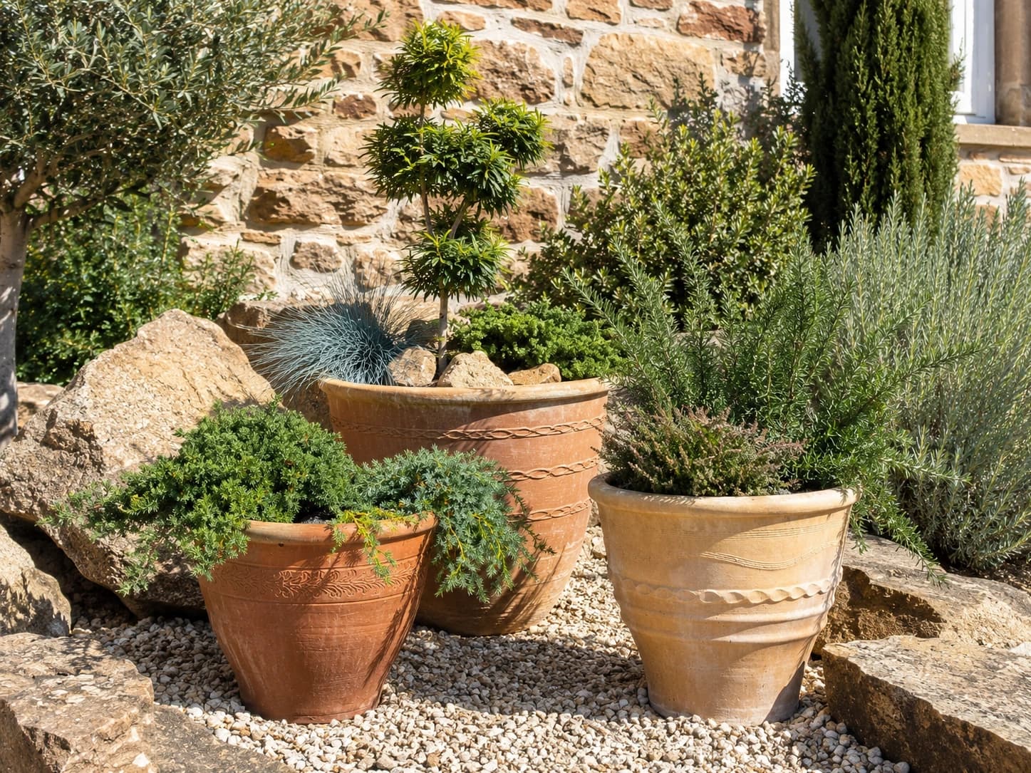 An Artisan Planters composition in a private residential courtyard.